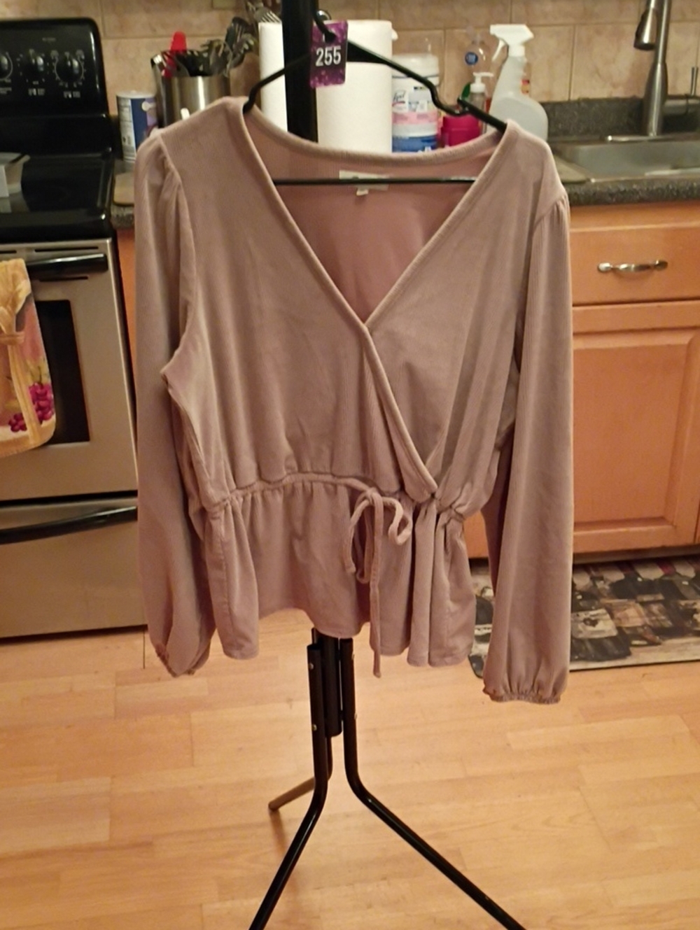 Madewell Mauve Wrap V-Neck Tie-Waist Sweater